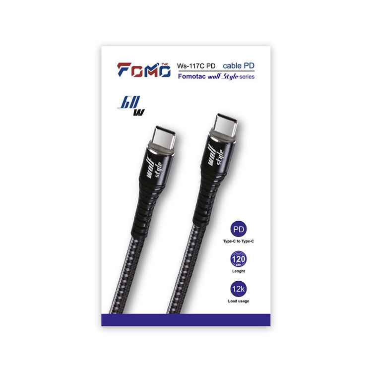 کابل شارژ USB-C به USB-C فوموتک مدل WS-117C طول 1 متر