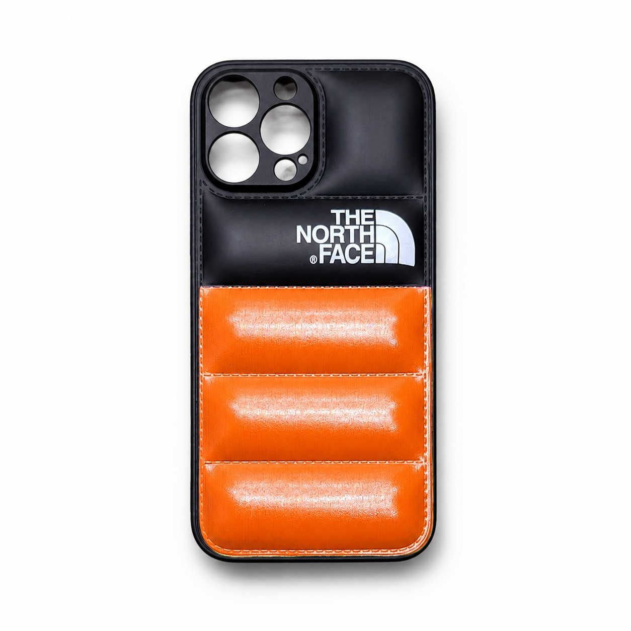 قاب گوشی آیفون ۱۳ پرومکس طرح The North Face مدل Puffy Orange | قاب پافر