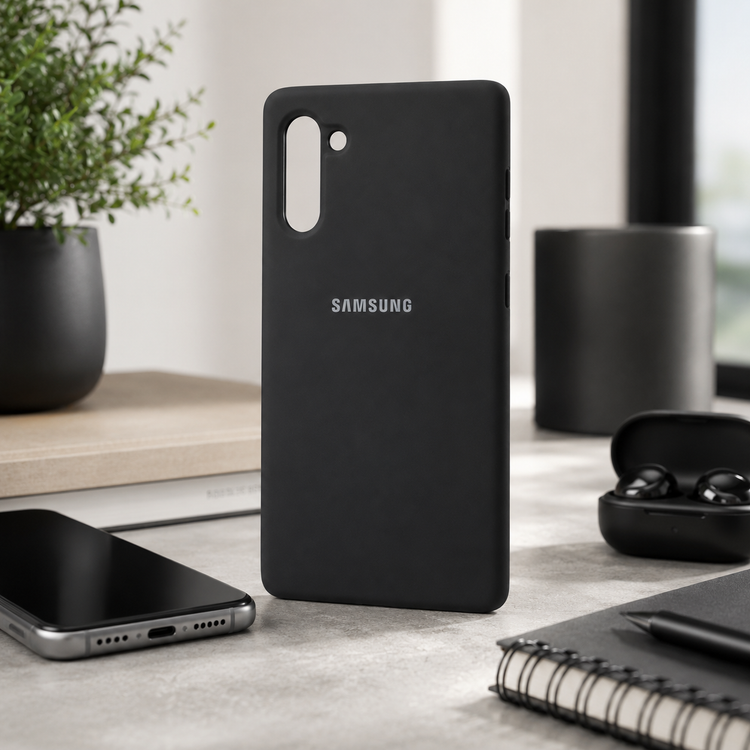 قاب سیلیکونی مشکی گوشی سامسونگ گلکسی نوت 10 با لوگوی Samsung