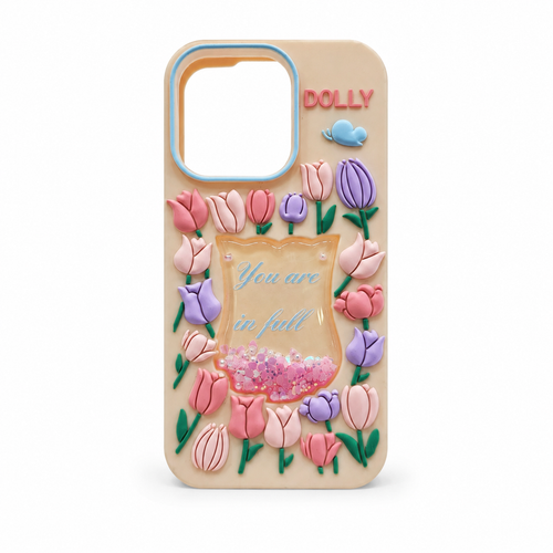 قاب آیفون 13 پرو مدل Dolly Floral با طراحی سه بعدی گلهای رنگی و طرح فانتزی