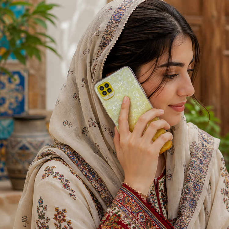 قاب گوشی سامسونگ Galaxy A22 5G با طرح صدفی براق و گرادیانت زرد، مقاوم، سبک و مناسب محافظت روزانه