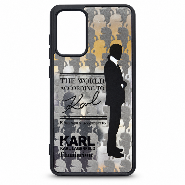 قاب سامسونگ Galaxy A52 با طرح Karl Lagerfeld، قاب محافظ مشکی با طراحی مینیمال و چاپ متالیک