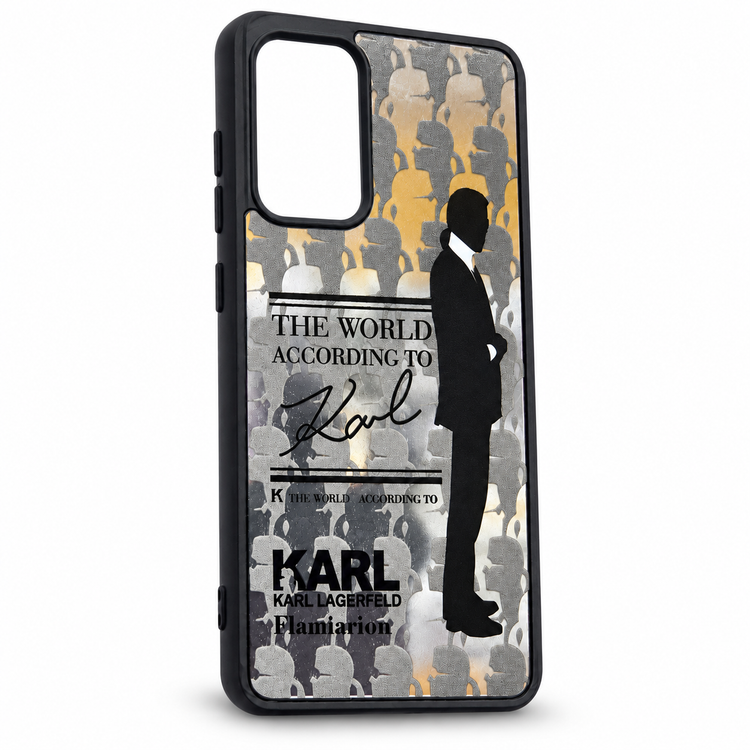قاب سامسونگ Galaxy A52 با طرح Karl Lagerfeld، قاب محافظ مشکی با طراحی مینیمال و چاپ متالیک