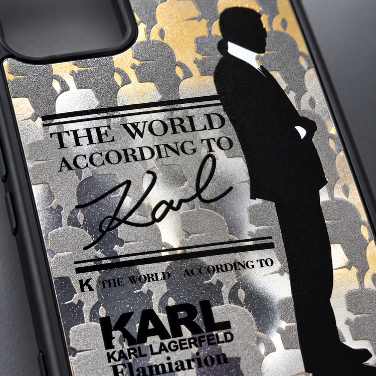 قاب سامسونگ Galaxy A52 با طرح Karl Lagerfeld، قاب محافظ مشکی با طراحی مینیمال و چاپ متالیک