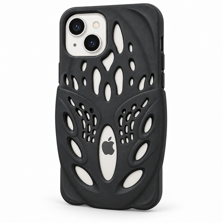 Premium Organic Vent Design Matte Black Silicone Case for iPhone 13 & iPhone 14
